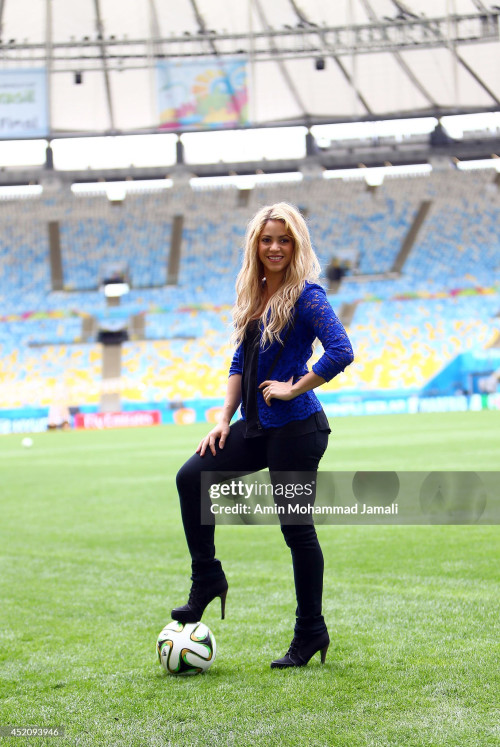 RIO DE JANEIRO, BRAZIL - JULY 12:  Shakira attends a press conference prior to the final match of th