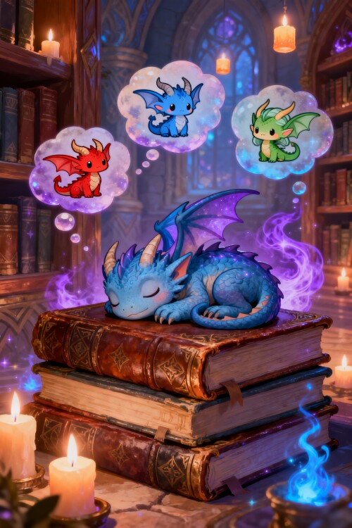 seedream 4.5 A tiny adorable blue dragon whelpling baby dragon sleeping peacefully curled up 0